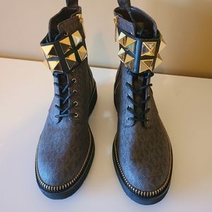 Michael Kors Logo Haskell Combat Boots 8